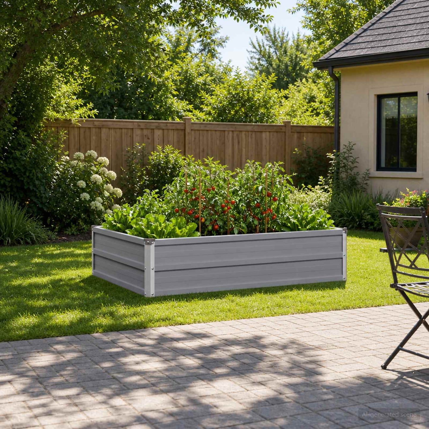 Raised Garden Bed Grey 100 x 80 x 24 cm cold-rolled steel