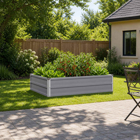 Raised Garden Bed Grey 100 x 80 x 24 cm cold-rolled steel