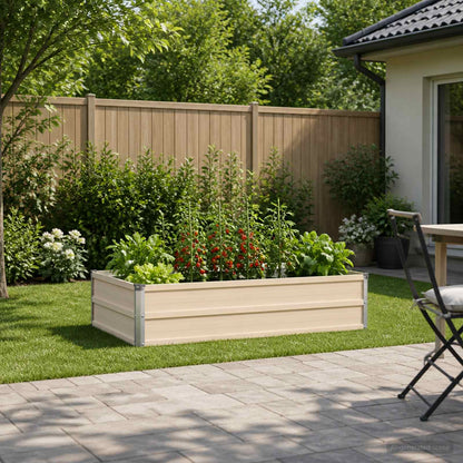 Raised Garden Bed Ivory 100 x 80 x 24 cm cold-rolled steel