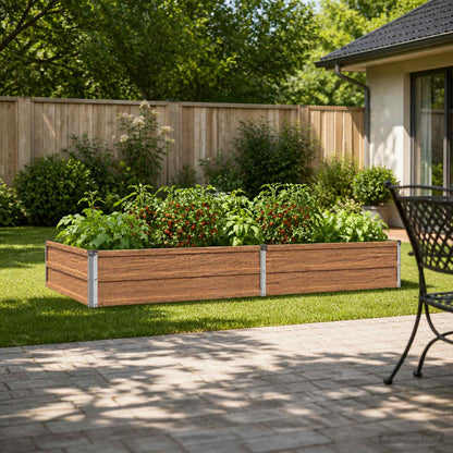 Raised Garden Bed Wood Brown 160 x 80 x 24 cm cold-rolled steel