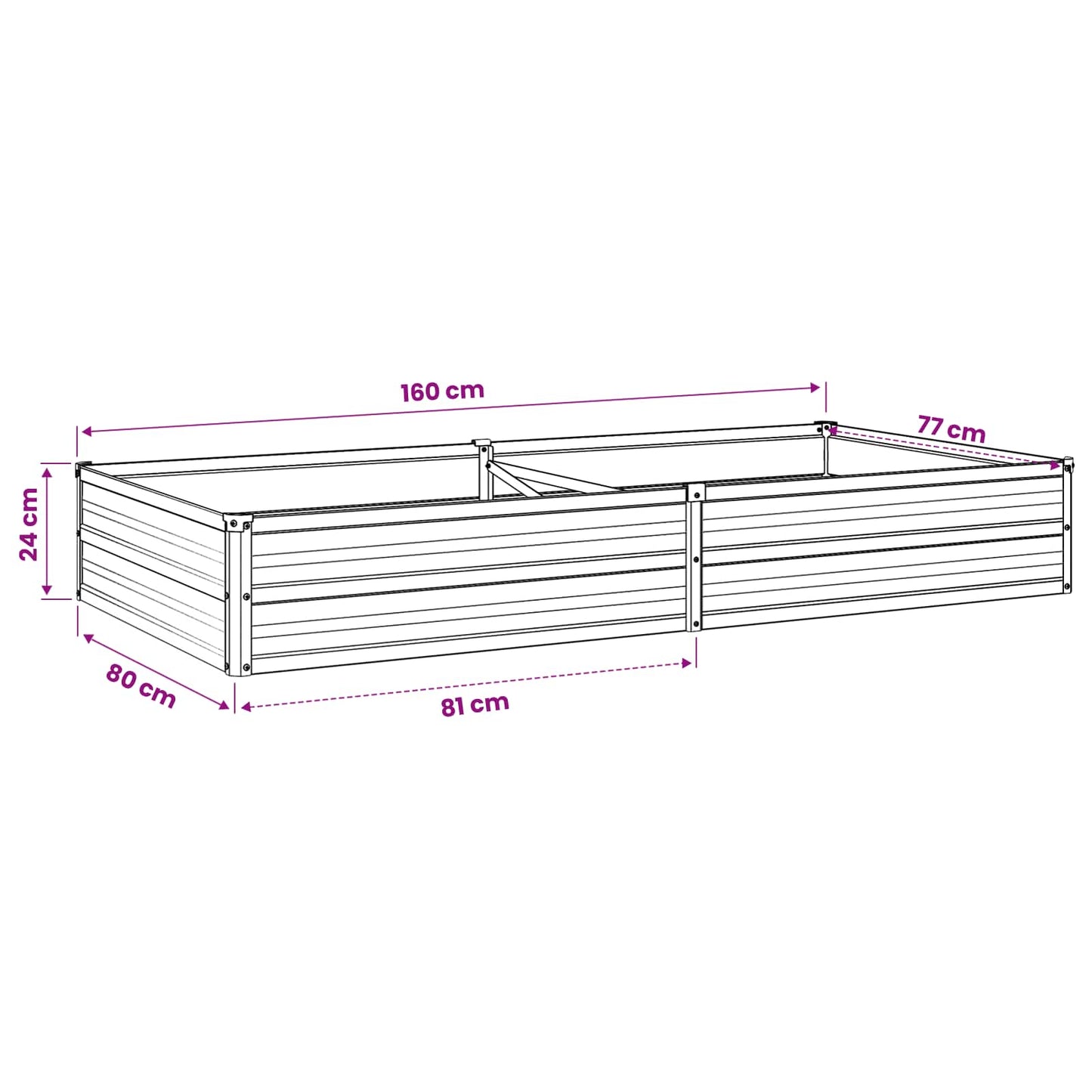 Raised Garden Bed Natural 160 x 80 x 24 cm cold-rolled steel