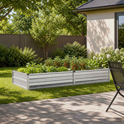 Raised Garden Bed Silver 160 x 80 x 24 cm galvanized