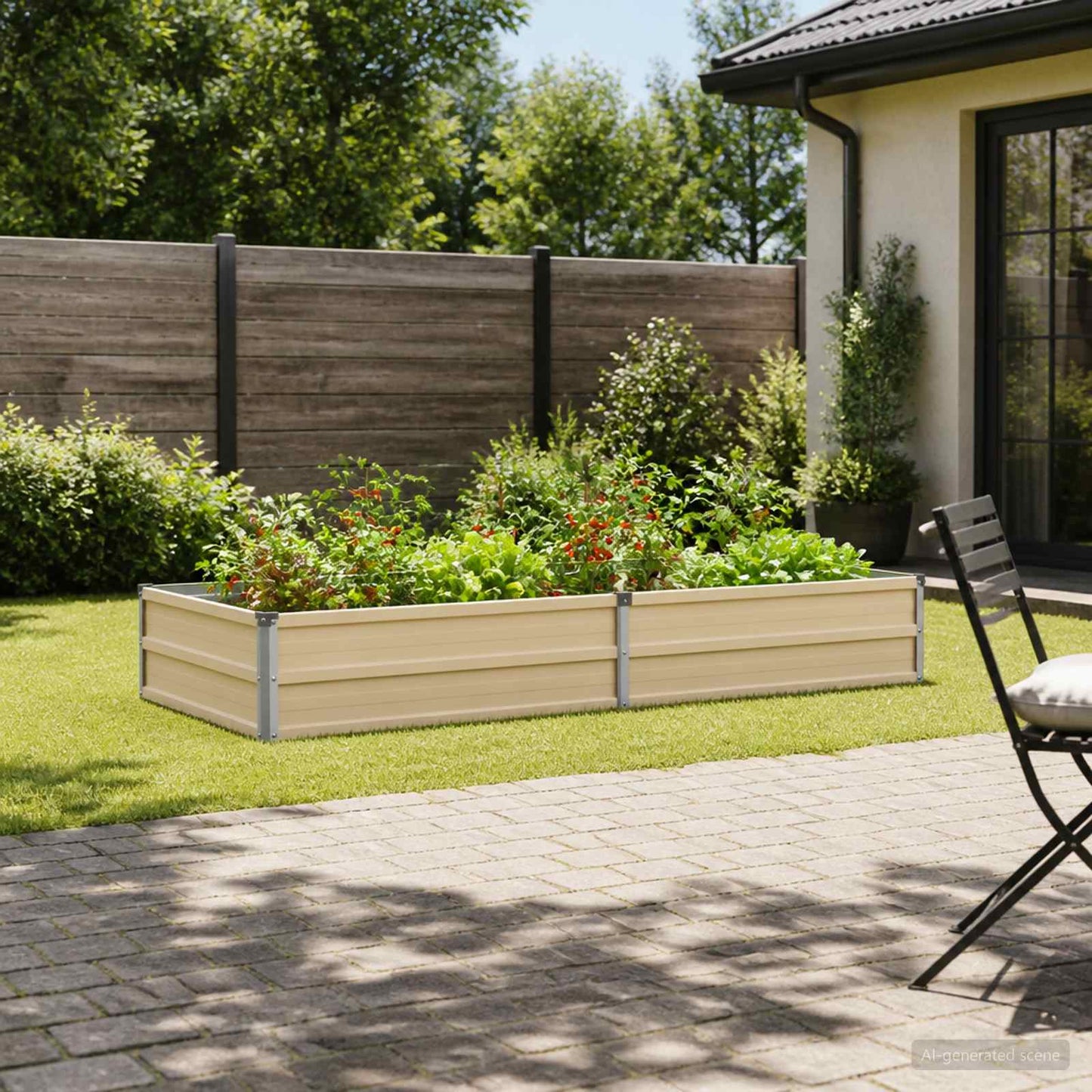 Raised Garden Bed Ivory 160 x 80 x 24 cm cold-rolled steel