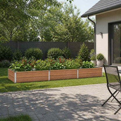 Raised Garden Bed Wood Brown 240 x 80 x 24 cm cold-rolled steel