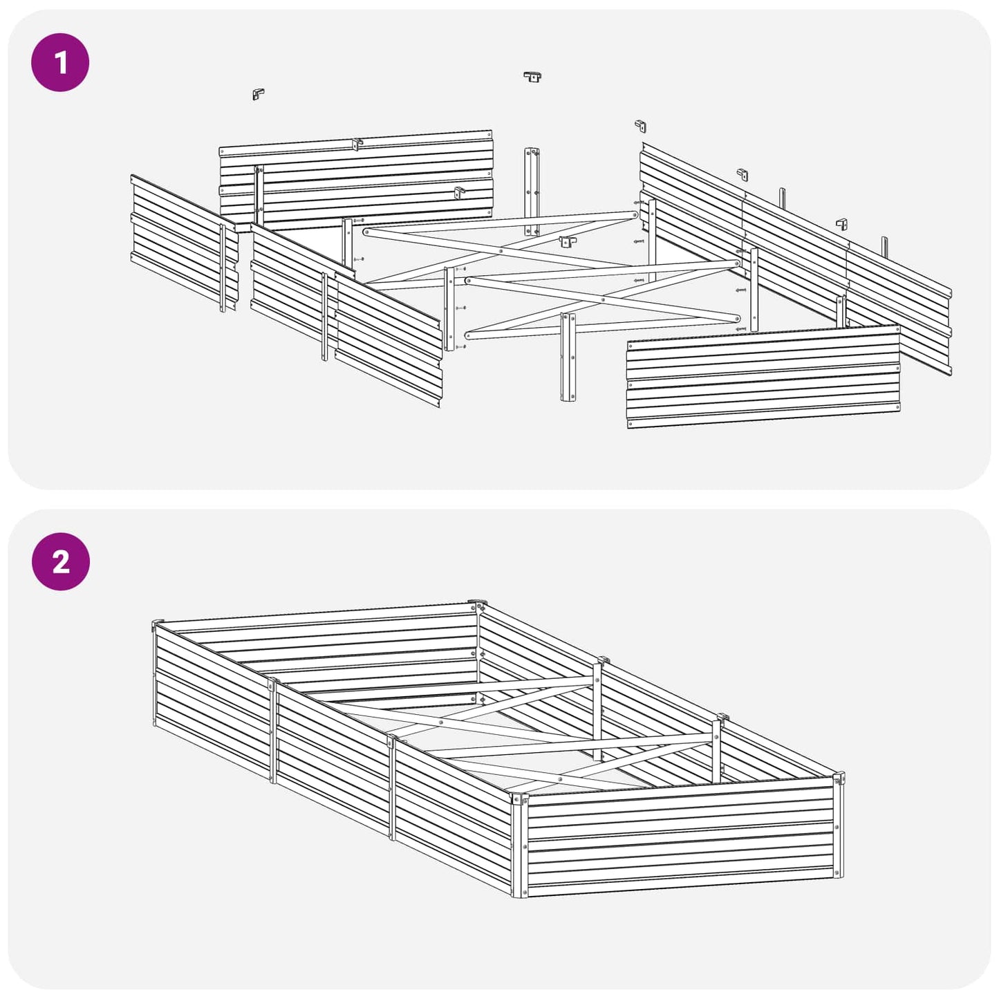 Raised Garden Bed Black 240 x 80 x 24 cm cold-rolled steel