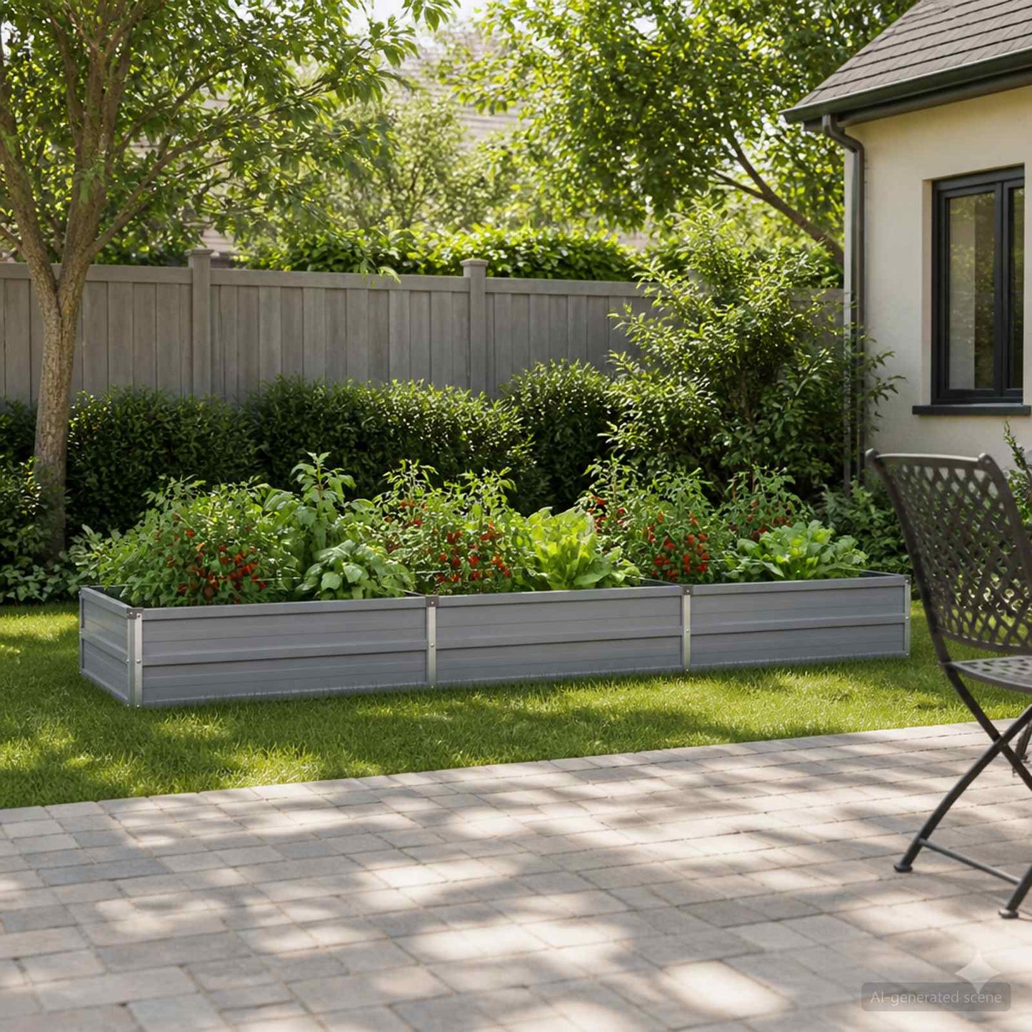 Raised Garden Bed Grey 240 x 80 x 24 cm cold-rolled steel