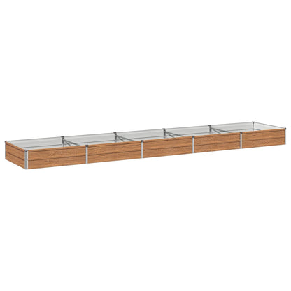 Raised Garden Bed Wood Brown 400 x 80 x 24 cm cold-rolled steel