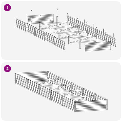 Raised Garden Bed Silver 400 x 80 x 24 cm galvanized