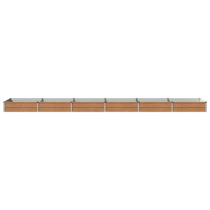 Raised Garden Bed Wood Brown 480 x 80 x 24 cm cold-rolled steel