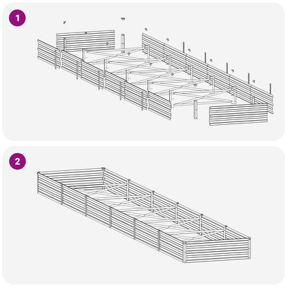 Raised Garden Bed Black 480 x 80 x 24 cm cold-rolled steel