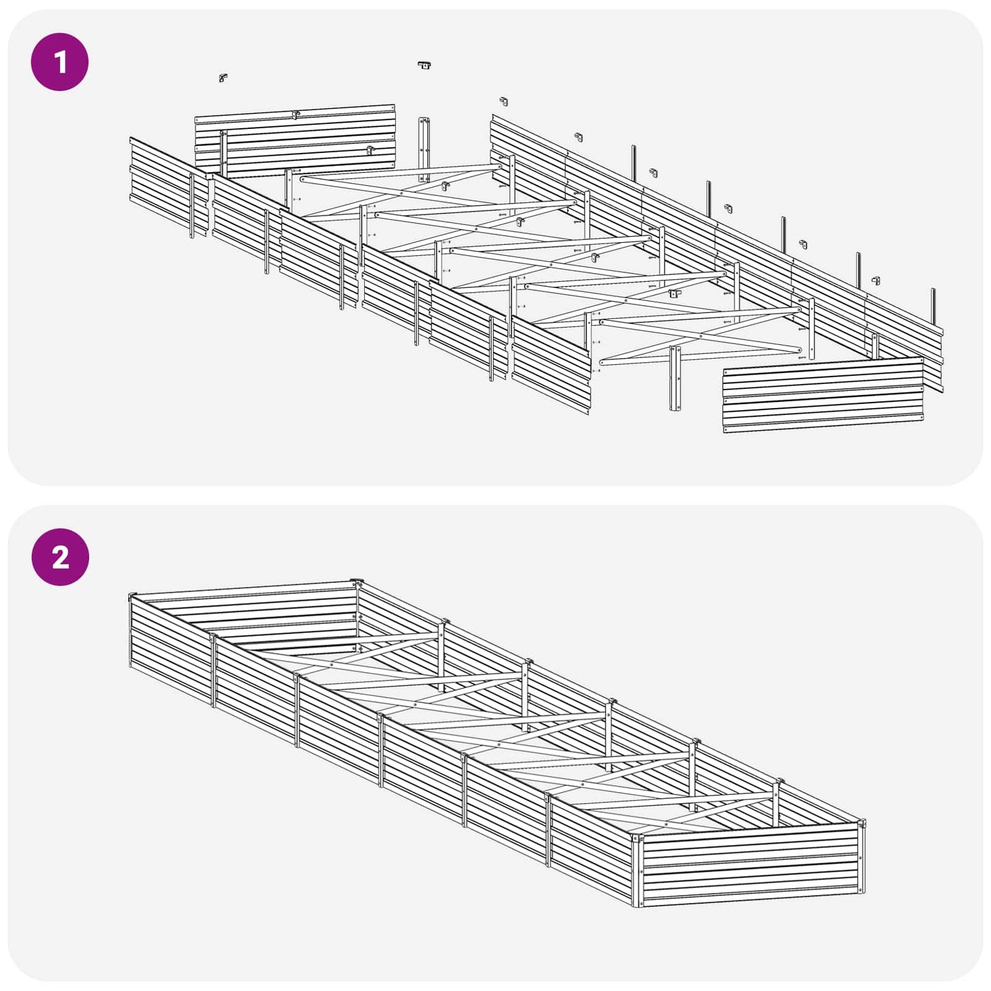 Raised Garden Bed Silver 480 x 80 x 24 cm galvanized