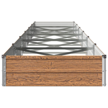 Raised Garden Bed Wood Brown 600 x 80 x 24 cm cold-rolled steel