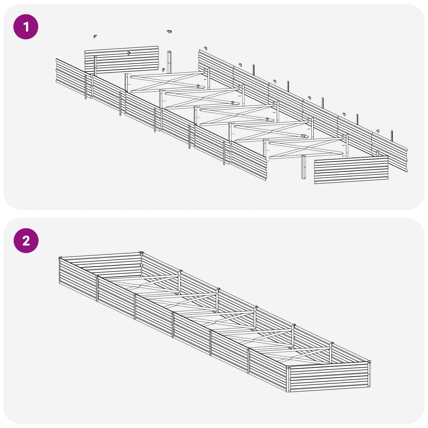 Raised Garden Bed Silver 600 x 80 x 24 cm galvanized