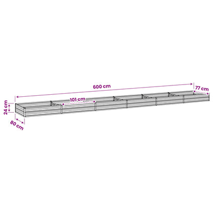 Raised Garden Bed Silver 600 x 80 x 24 cm galvanized