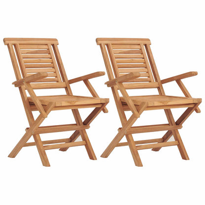 5 Piece Folding Garden Bistro Set Natural Solid Teak Wood