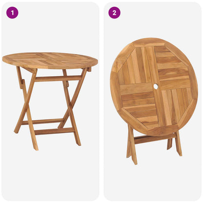 5 Piece Folding Garden Bistro Set Natural Solid Teak Wood