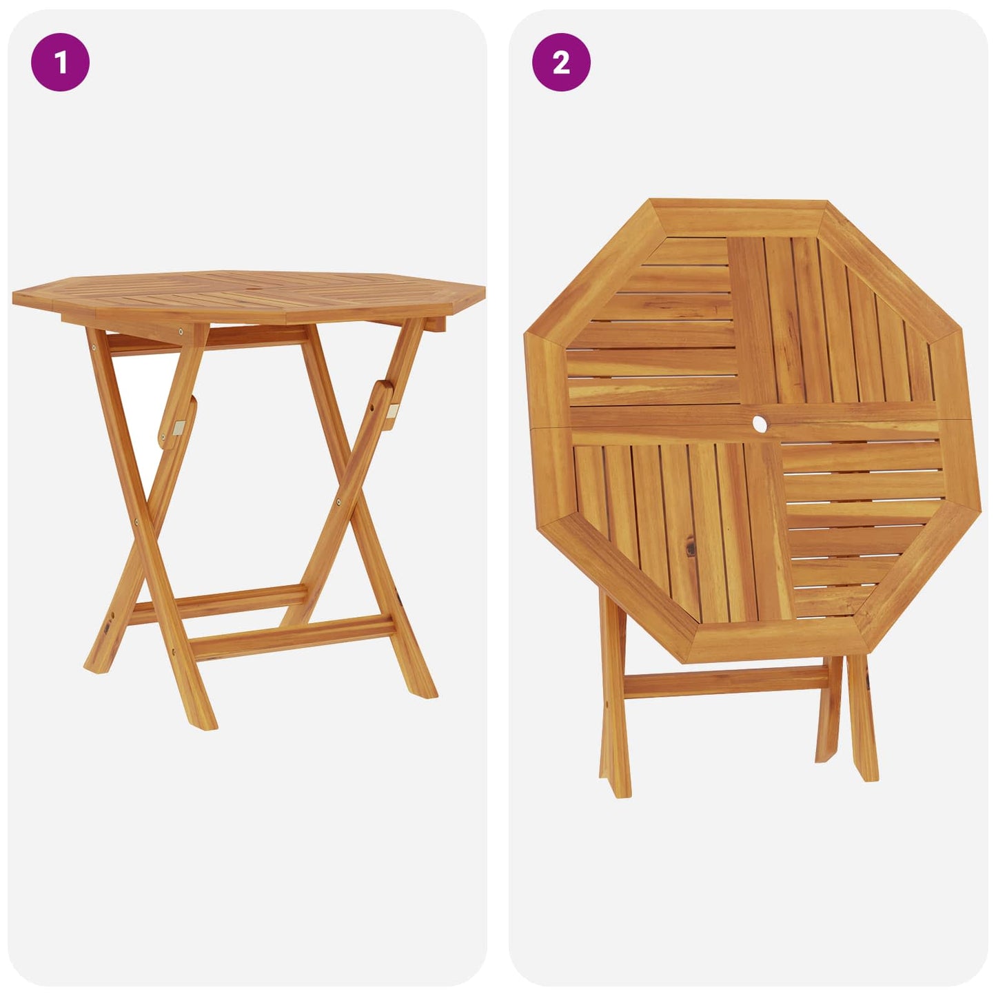 3 Piece Folding Garden Bistro Set 3 pcs Natural Solid Teak Wood