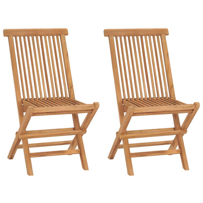 5 Piece Folding Garden Bistro Set Natural Solid Teak Wood