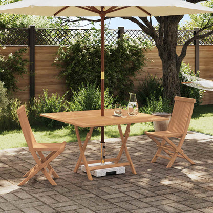 Garden Bistro Set Folding 3 pcs Brown Soild Teak Wood