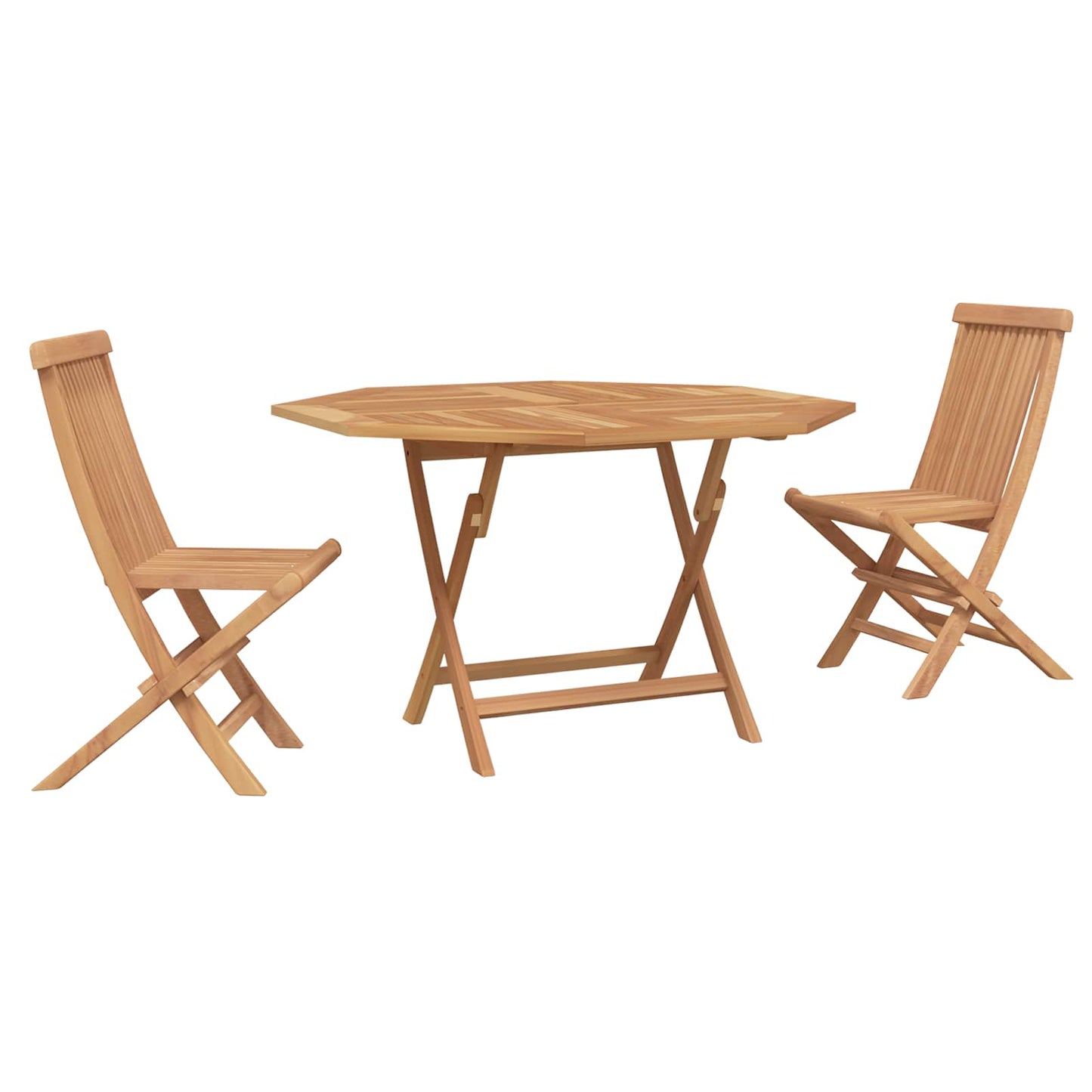 Garden Bistro Set Folding 3 pcs Brown Soild Teak Wood