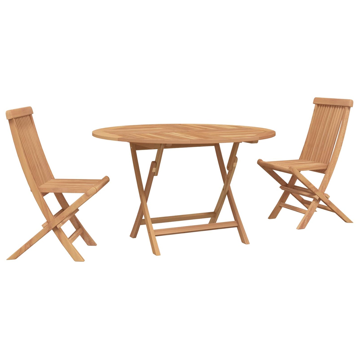 Garden Bistro Set Folding 3 pcs Natural Solid Teak Wood