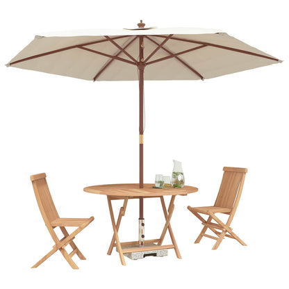 Garden Bistro Set Folding 3 pcs Natural Solid Teak Wood