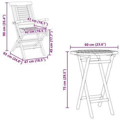 Garden Set 3 pcs Brown Soild Teak Wood