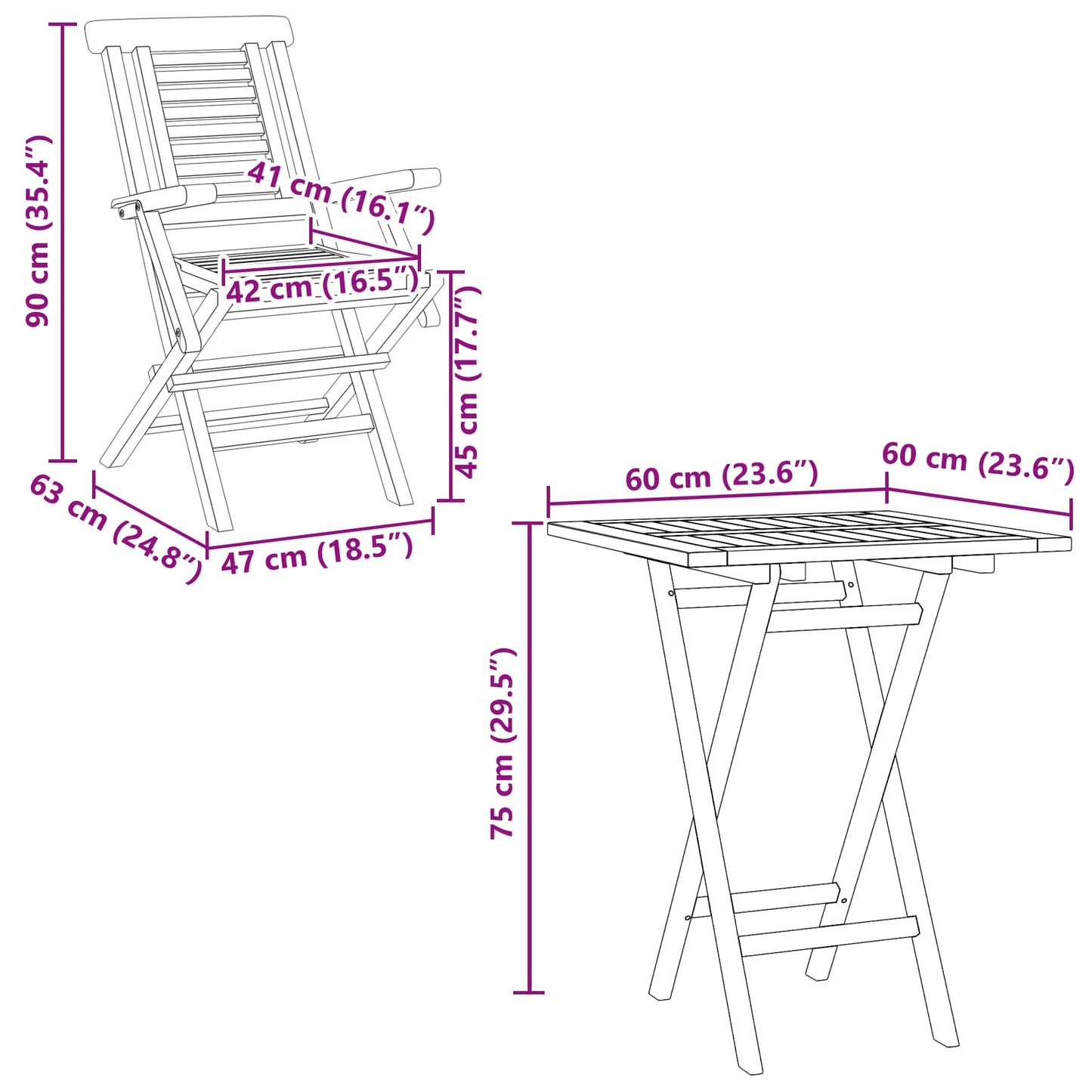 Garden Set 3 pcs Brown Soild Teak Wood