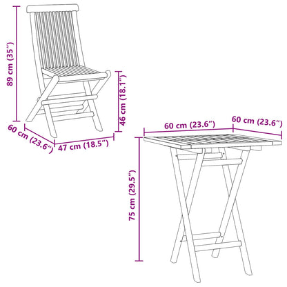 Folding Garden Dining Set 5 pcs Natural Solid Teak Wood