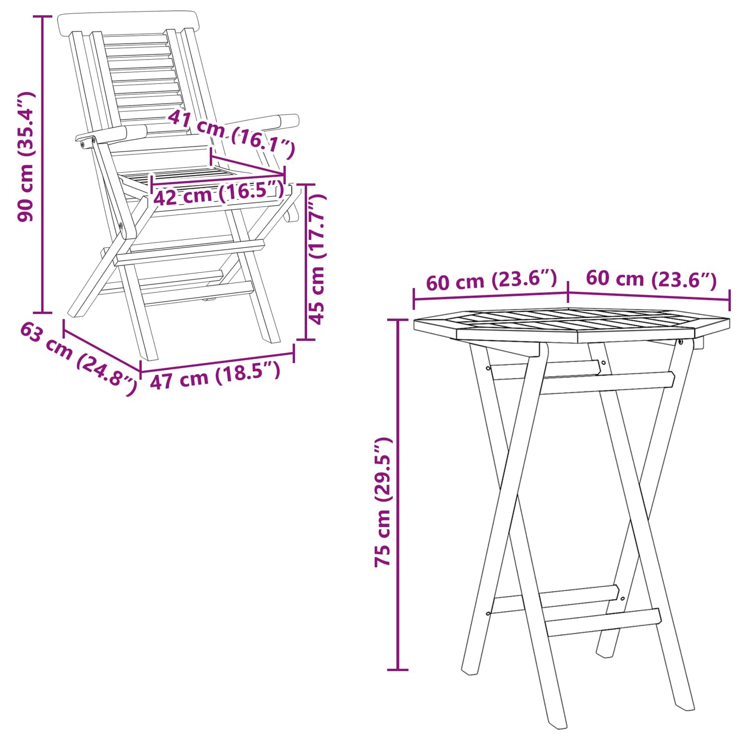 Garden Set 3 pcs Brown Soild Teak Wood