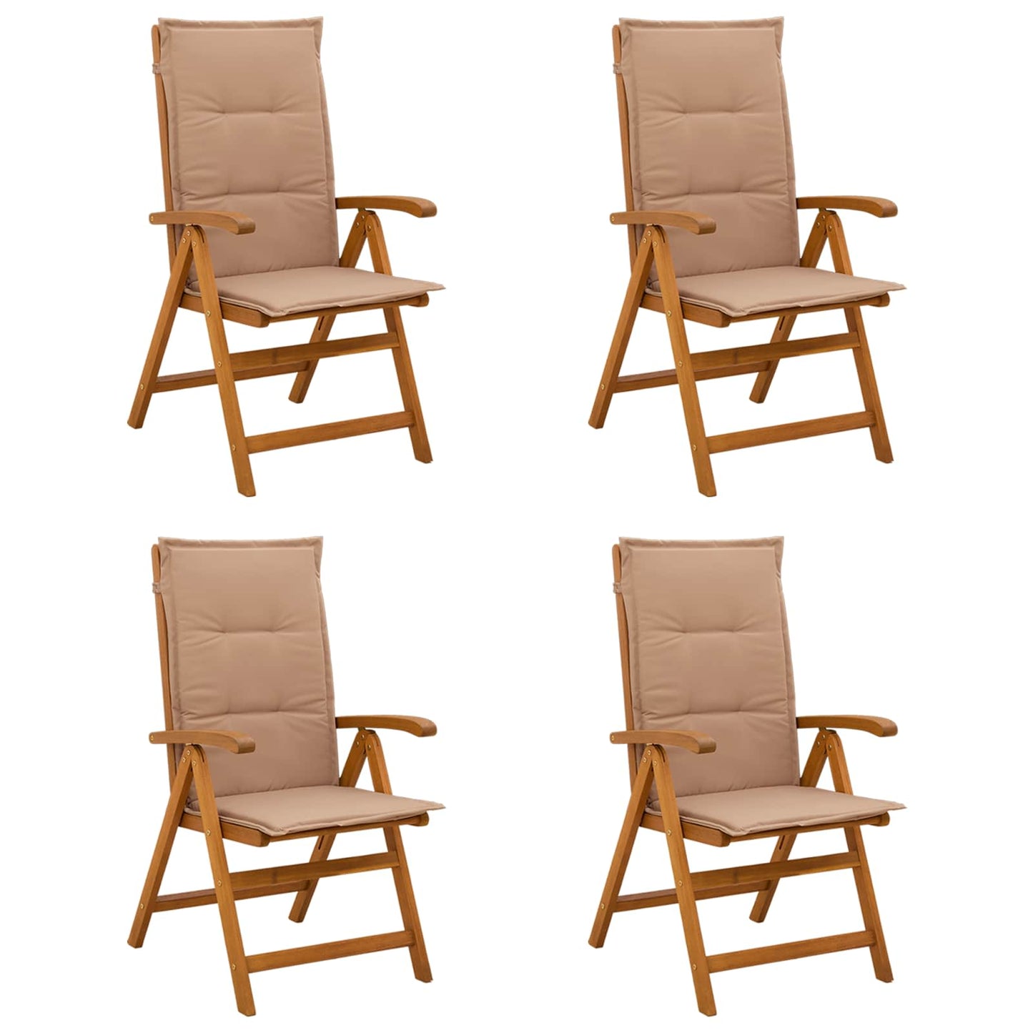 Reclining Garden Chairs 4 pcs Natural Solid Acacia Wood