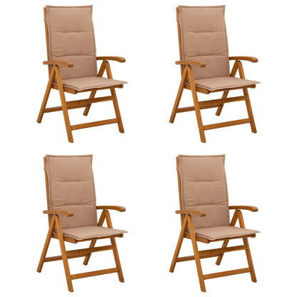 Reclining Garden Chairs 4 pcs Natural Solid Acacia Wood