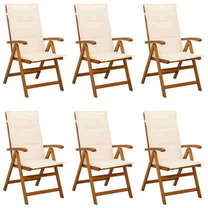 Reclining Garden Chairs 6 pcs Natural Solid Acacia Wood