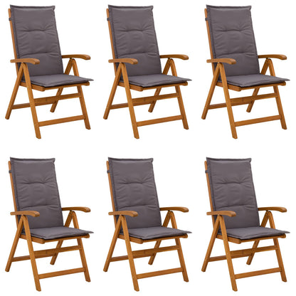 Reclining Garden Chairs 6 pcs Natural Solid Acacia Wood