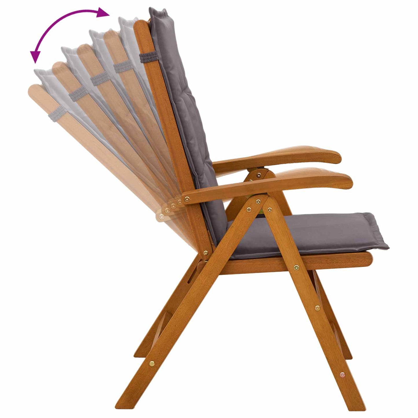 Reclining Garden Chairs 6 pcs Natural Solid Acacia Wood