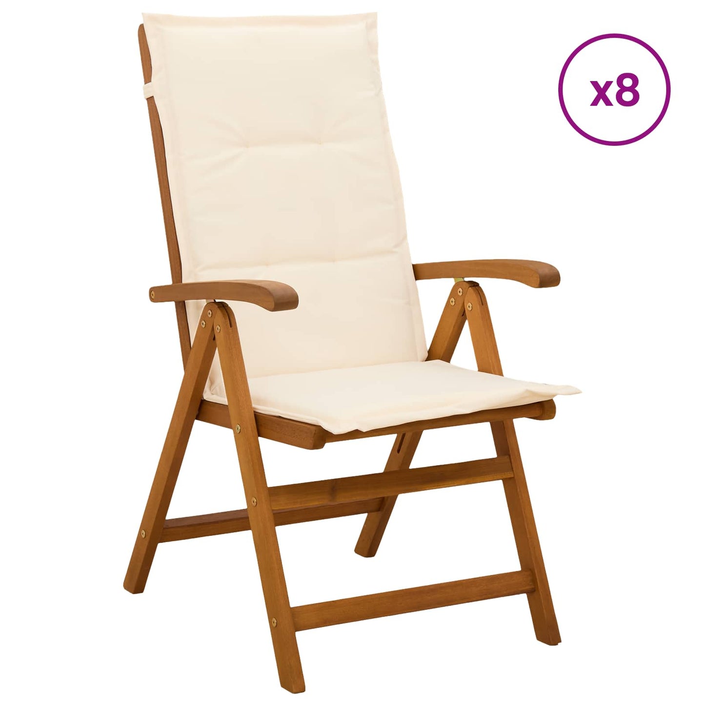 Reclining Garden Chairs 8 pcs Natural Solid Acacia Wood