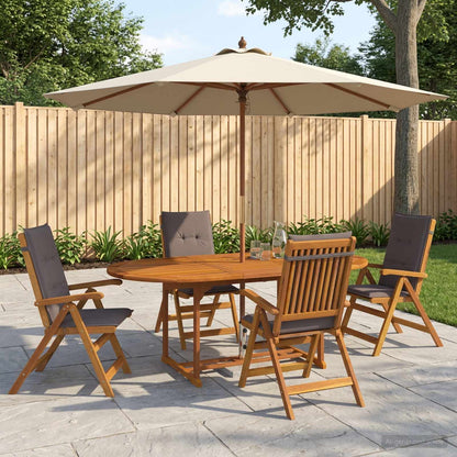 5-Piece Garden Dining Set Natural Solid Acacia Wood