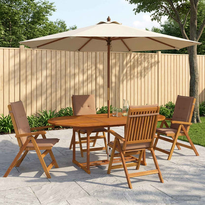5-Piece Garden Dining Set Natural Solid Acacia Wood