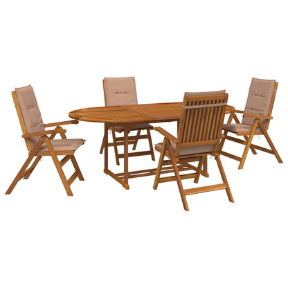 5-Piece Garden Dining Set Natural Solid Acacia Wood