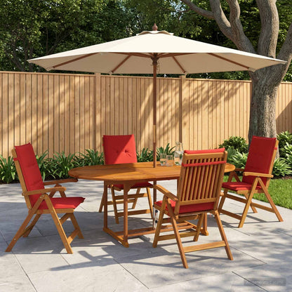 5-Piece Garden Dining Set Natural Solid Acacia Wood