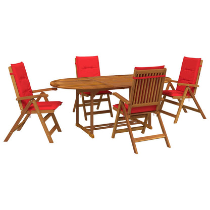 5-Piece Garden Dining Set Natural Solid Acacia Wood