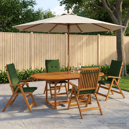 5-Piece Garden Dining Set Natural Solid Acacia Wood