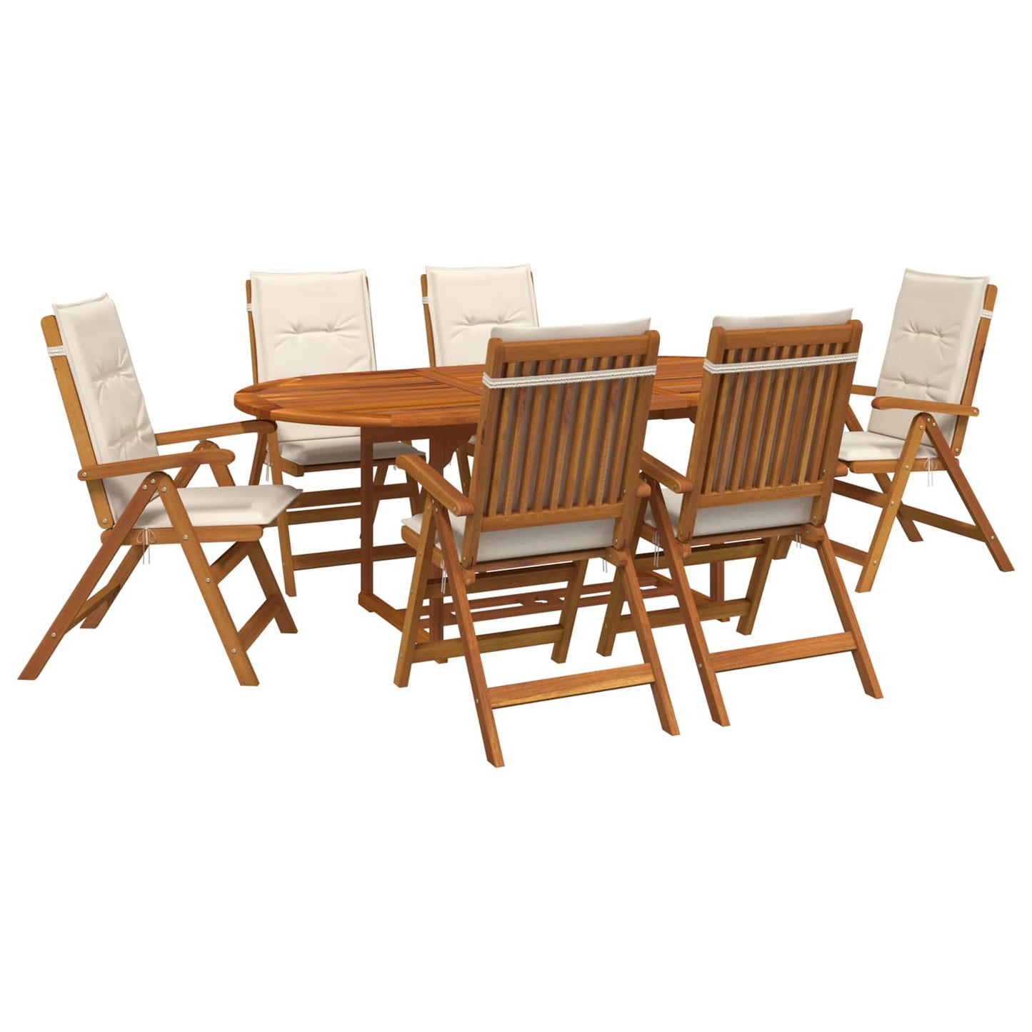 7-Piece Garden Dining Set Natural Solid Acacia Wood