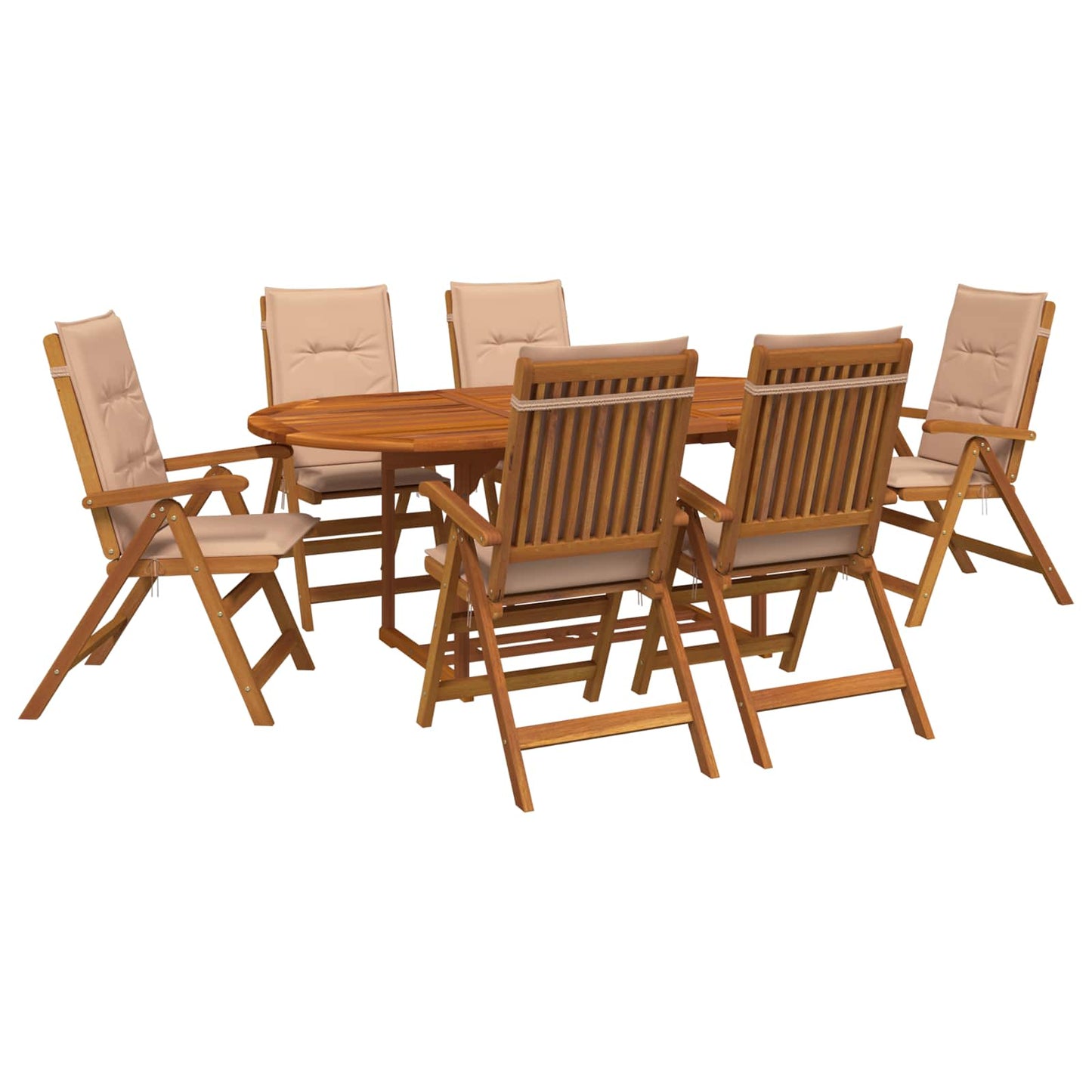7-Piece Garden Dining Set Natural Solid Acacia Wood