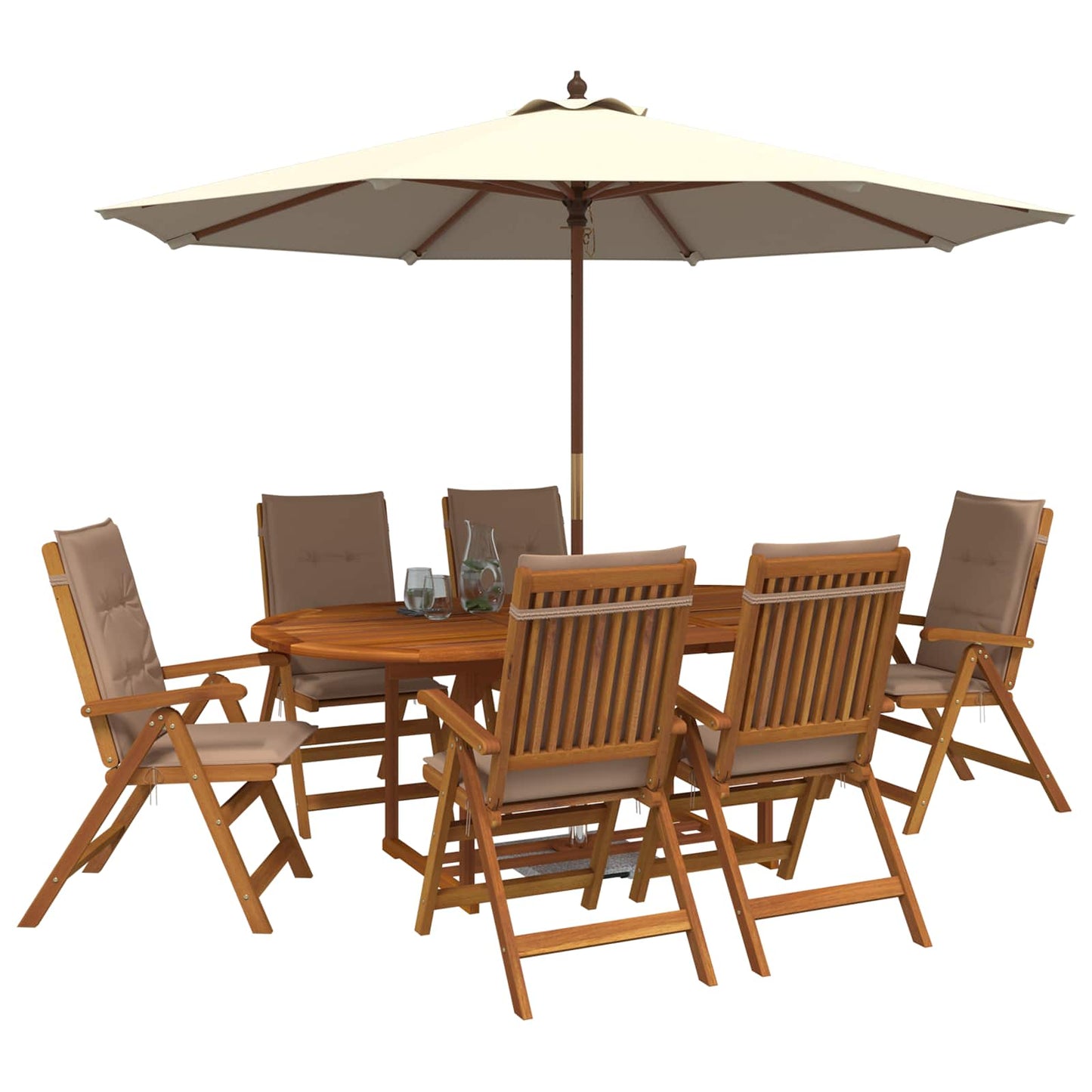 7-Piece Garden Dining Set Natural Solid Acacia Wood