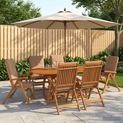7-Piece Garden Dining Set Natural Solid Acacia Wood