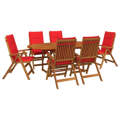 7-Piece Garden Dining Set Natural Solid Acacia Wood