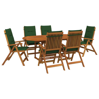 7-Piece Garden Dining Set Natural Solid Acacia Wood