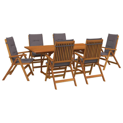 7-Piece Garden Dining Set Natural Solid Acacia Wood