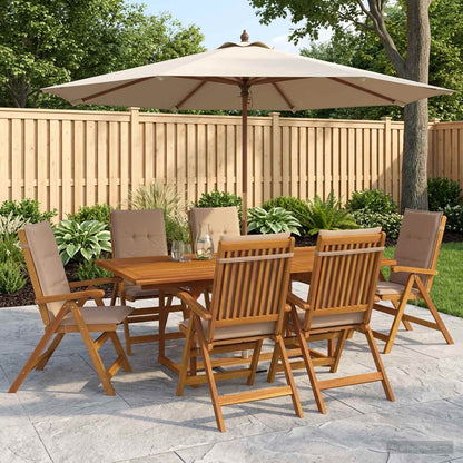 7-Piece Garden Dining Set Natural Solid Acacia Wood